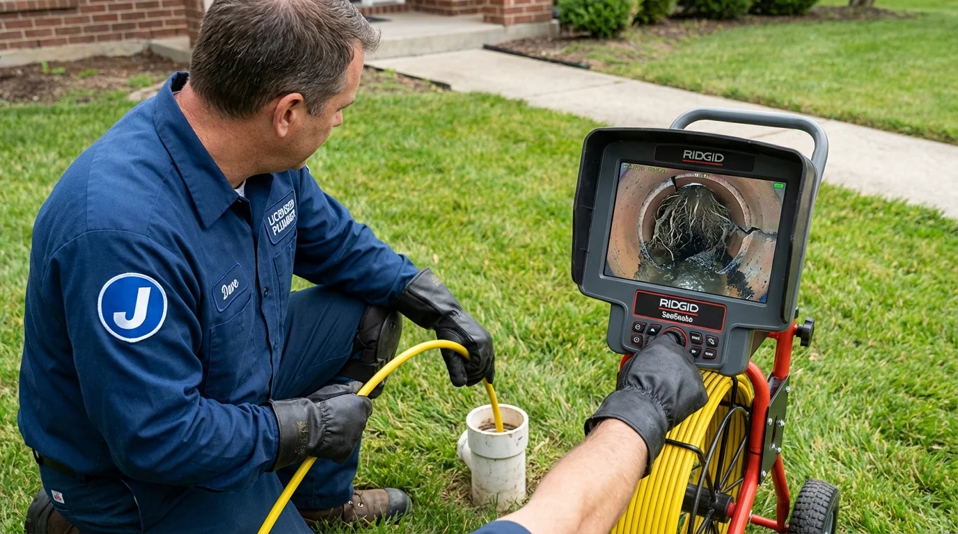 Sewer camera inspection being performed by Johns Plumbing LLC in Suitland